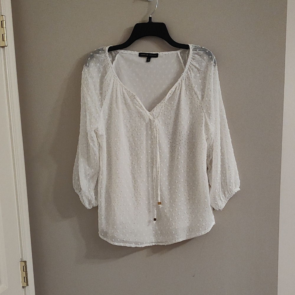 Adrienne Vittadini White Sheer Blouse